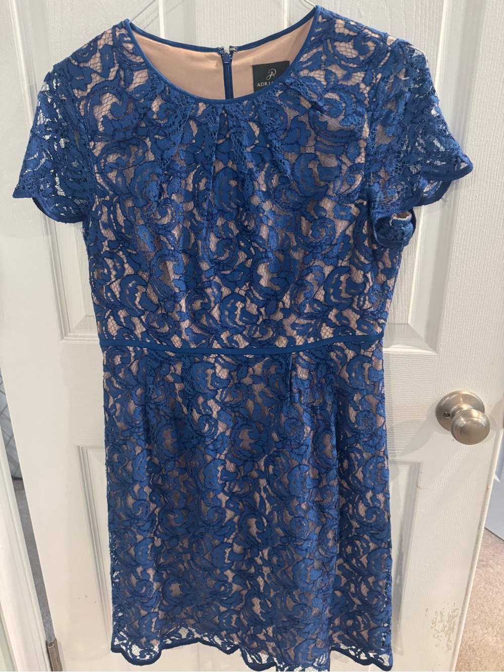Adrianna Papell Royal Blue Floral Lace Dress